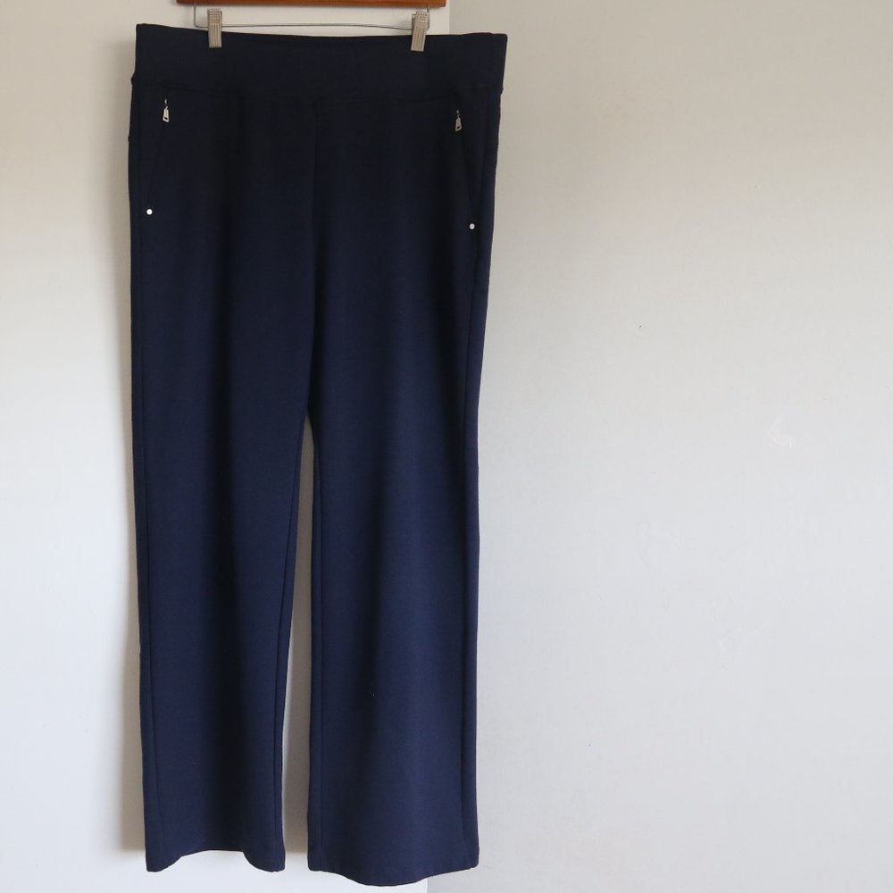 Ralph Lauren Active Women`s Navy Blue Cotton Pants XL Wide Leg New